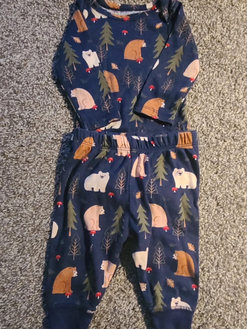 Kids Navy Bear Print Outfit